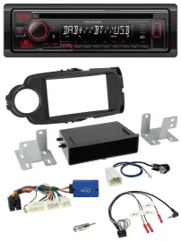 Kenwood Lenkrad CD USB Bluetooth DAB Autoradio für Toyota Yaris ab 2014 schwarz