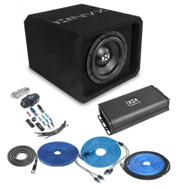 Сабвуфер для авто NVX NE81P_NBASSPACKAGEKIT 8", фазоинверторный (набор) с усилителем и комплектом проводки