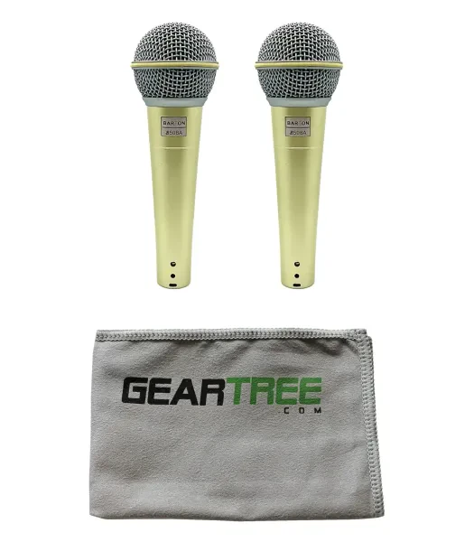 Barton B508A The Gold Standard Dynamic Vocal Microphone, 2-Pack w/ Polish Cloth