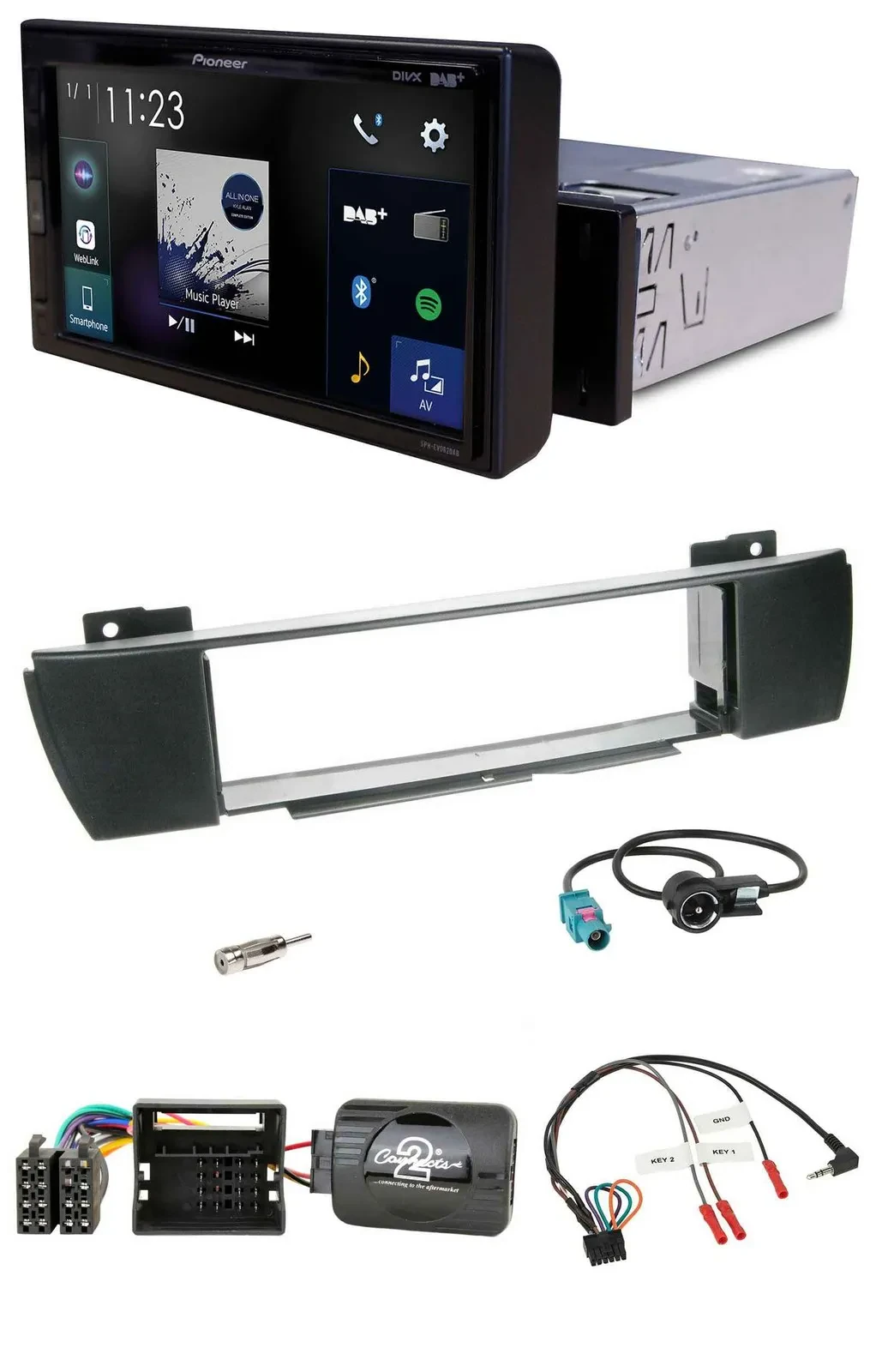 Автомагнитола Pioneer для BMW X3 E83 (2004–2010), DAB, Bluetooth, USB, поддержка кнопок на руле, монтаж по центру