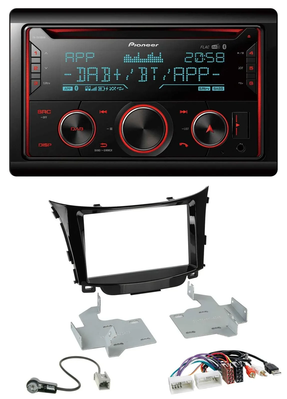 Pioneer 2DIN DAB MP3 Bluetooth USB CD Autoradio für Hyundai i30 ab 2012 AUX USB