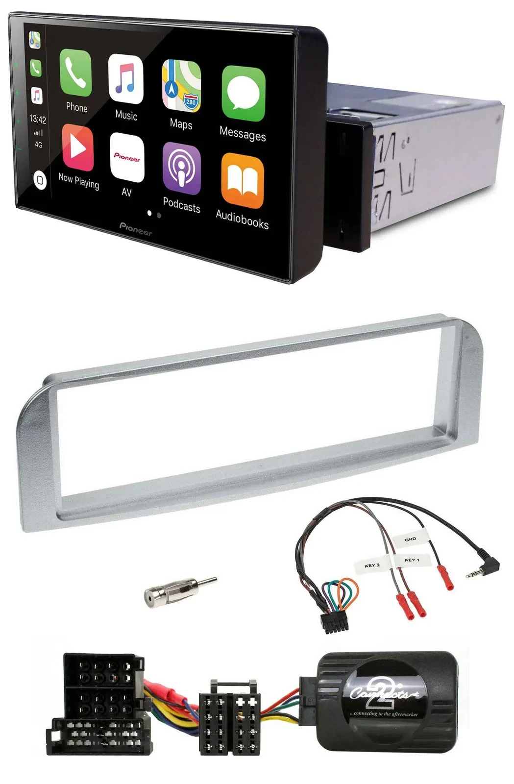 Pioneer Bluetooth Lenkrad DAB USB Autoradio für Alfa 147 GT silbergrau