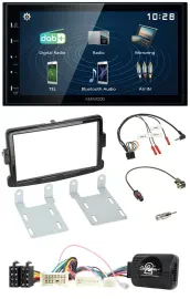 Kenwood 2DIN Bluetooth Lenkrad USB DAB Autoradio für Dacia ab 2012 piano schwarz