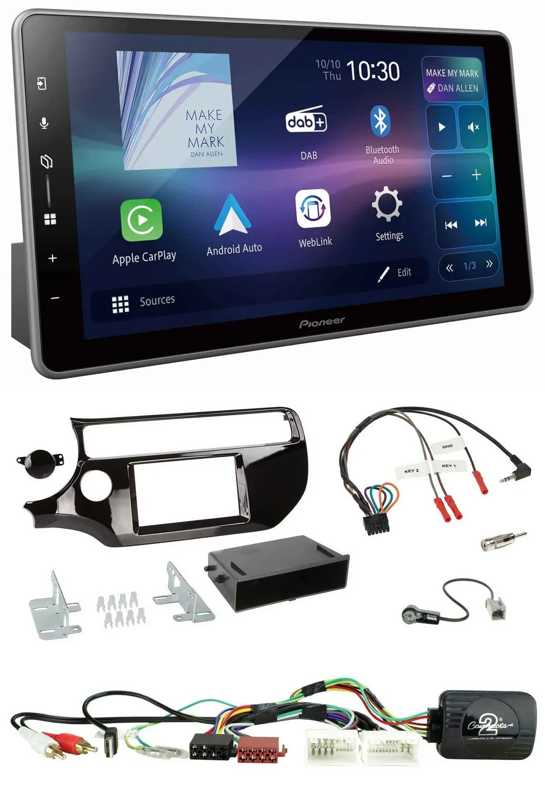 Pioneer Bluetooth USB DAB Lenkrad Autoradio für Kia Rio UB ab 03/2015 piano schw