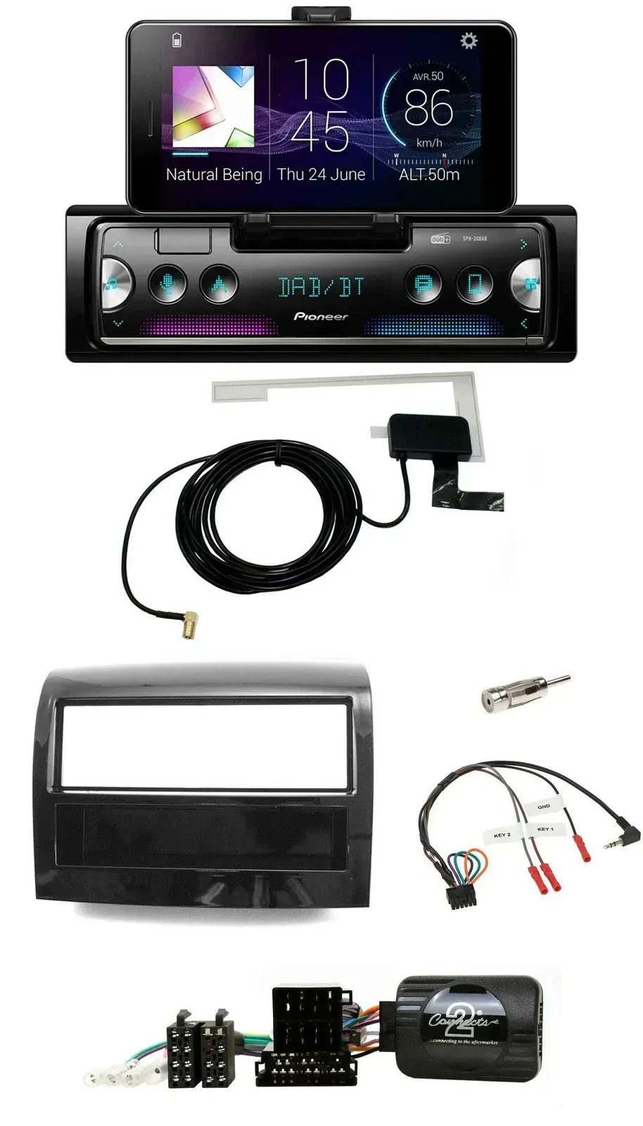 Автомагнитола Pioneer DAB, Bluetooth, USB для Fiat Ducato (2012–2015), черный