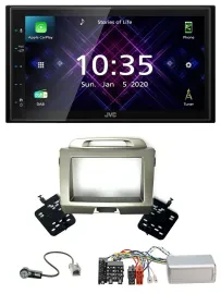 JVC DAB 2DIN Lenkrad Bluetooth USB Autoradio für Kia Sportage 3 2010-2015 silber