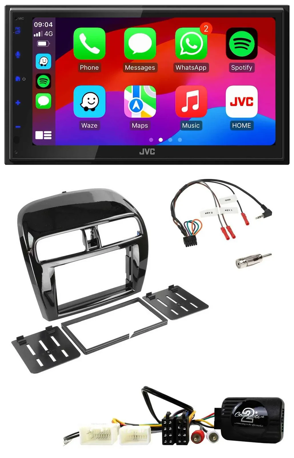 JVC Bluetooth 2DIN Lenkrad DAB USB Autoradio für Mitsubishi Mirage SpaceStar ab