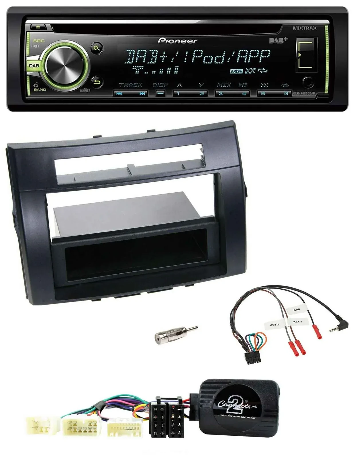 Автомагнитола Pioneer для Toyota Corolla Verso (2004–2007) CD, DAB, USB, MP3, черная, с управлением на руле