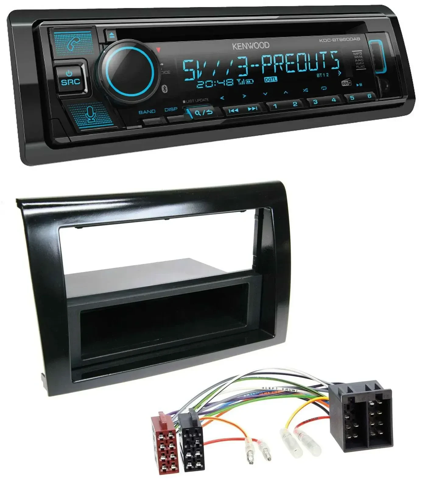 Автомагнитола для Fiat Bravo (с 2007) Kenwood Bluetooth, USB, CD, MP3, DAB