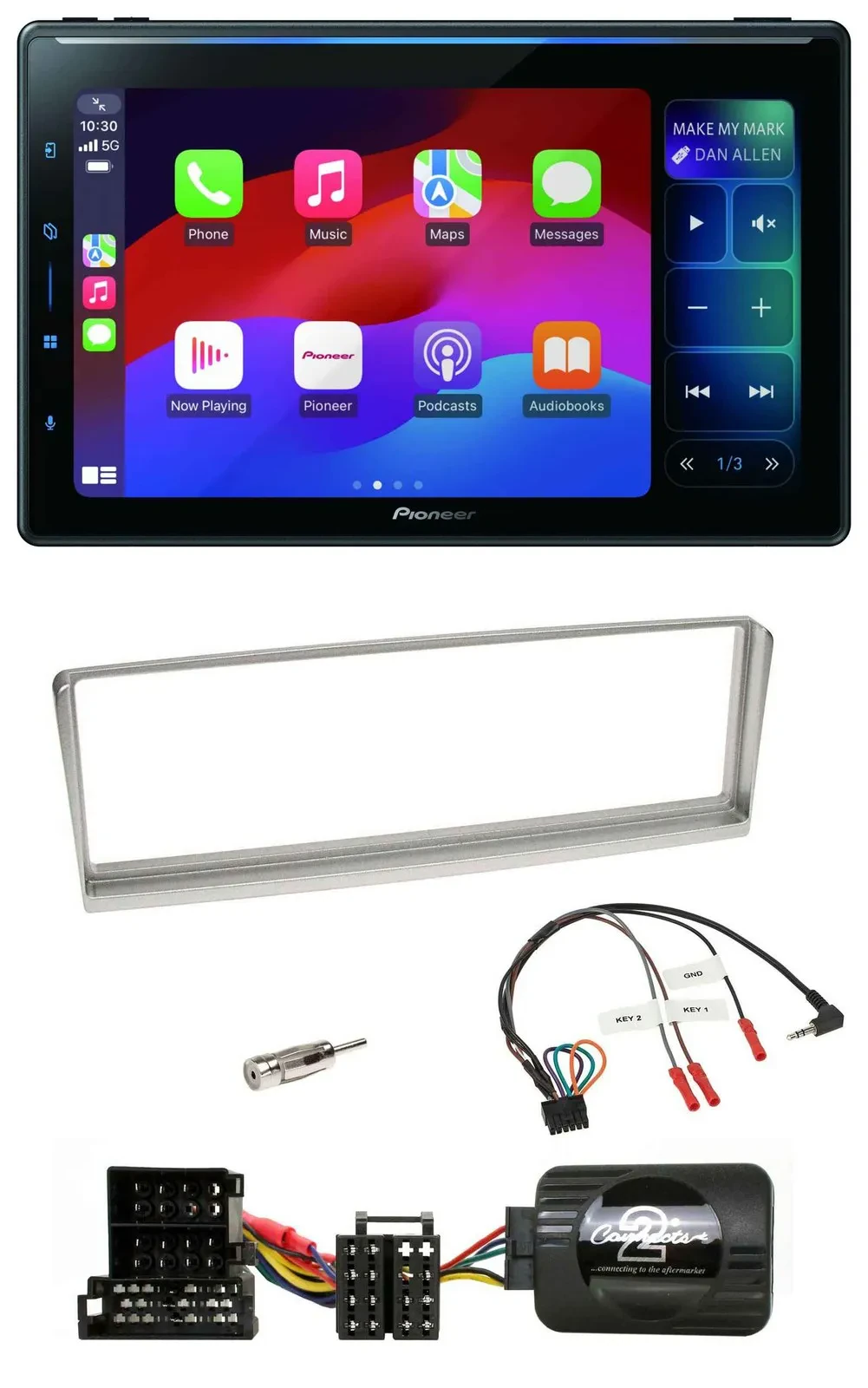 Автомагнитола Pioneer Bluetooth DAB USB для Alfa Romeo 156 2002–2003, серебристая, совместимая с кнопками на руле