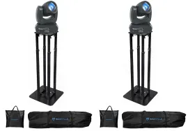 2 Rockville Rock Beam DC DJ Stage Pro Moving Head Lights+8 ft Black Totem Stands