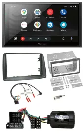 Автомагнитола Pioneer 2-DIN, USB, Bluetooth, DAB, для Fiat Panda (2004–2007), серый