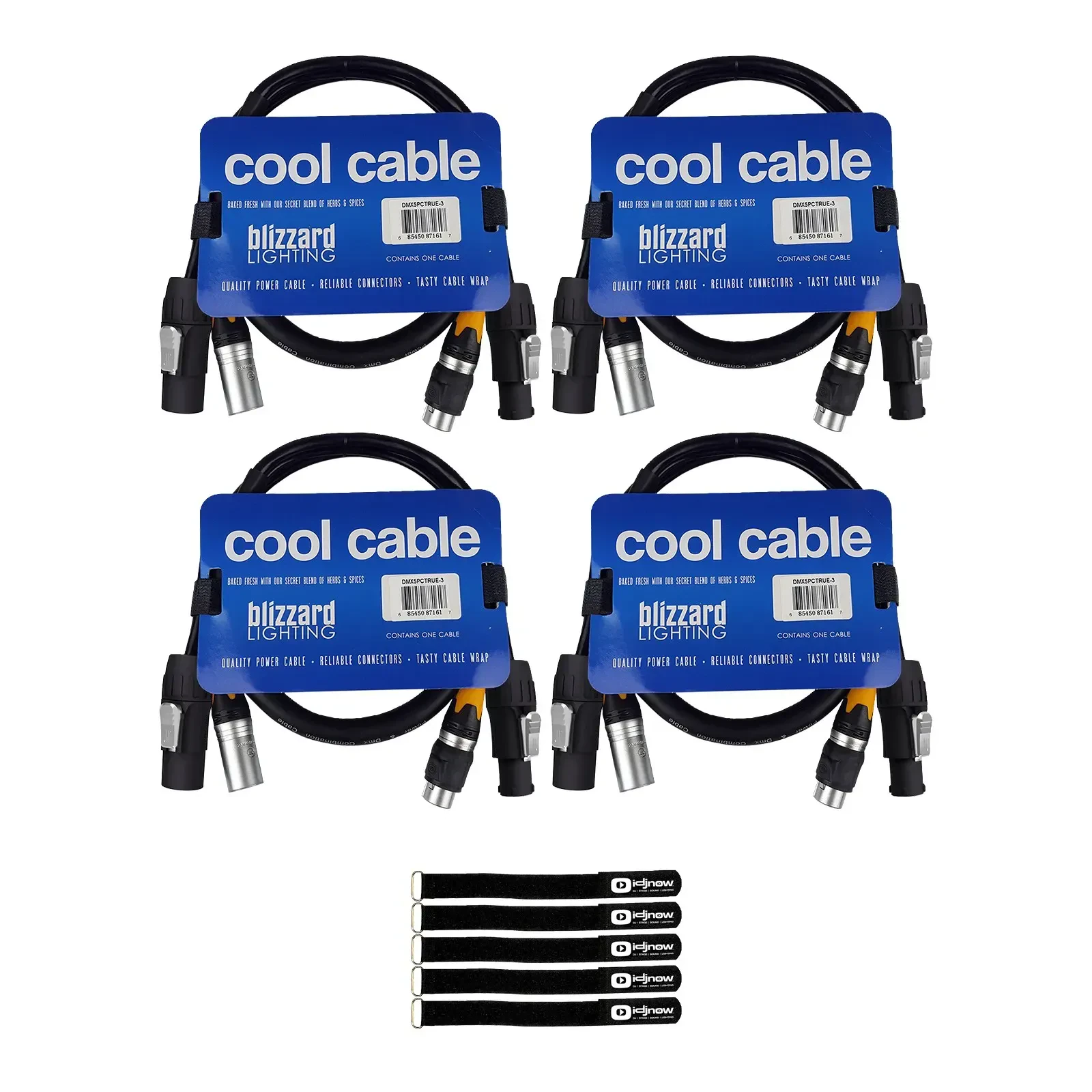 DMX-кабель Blizzard DMX5PCT-3 Combo Black 1 м со стяжками (4 штуки)