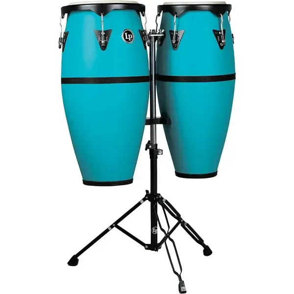 LP Discovery Conga Set with Double Conga Stand 10 and 11 in. Sea Foam