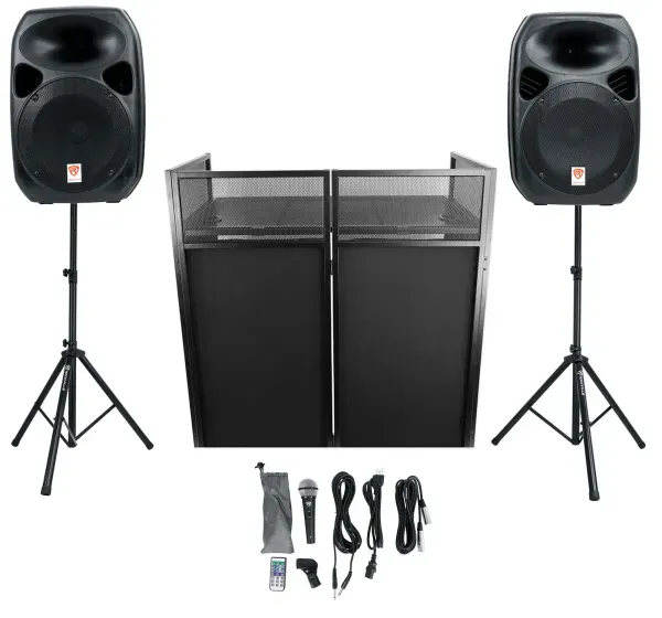 2 Rockville 12" Speakers+Stands w/Bluetooth+Booth For Backyard Party Movie Night