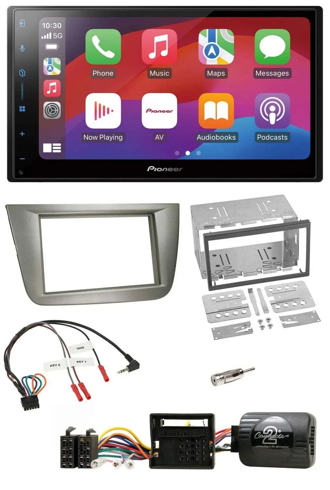 Pioneer DAB USB Lenkrad Bluetooth 2DIN Autoradio für Seat Toledo Altea silber