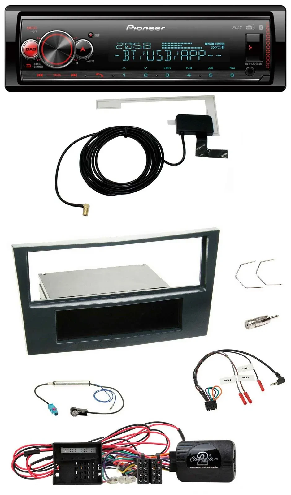 Pioneer Bluetooth DAB USB Lenkrad Autoradio für Opel Corsa D Schwarz 09-14