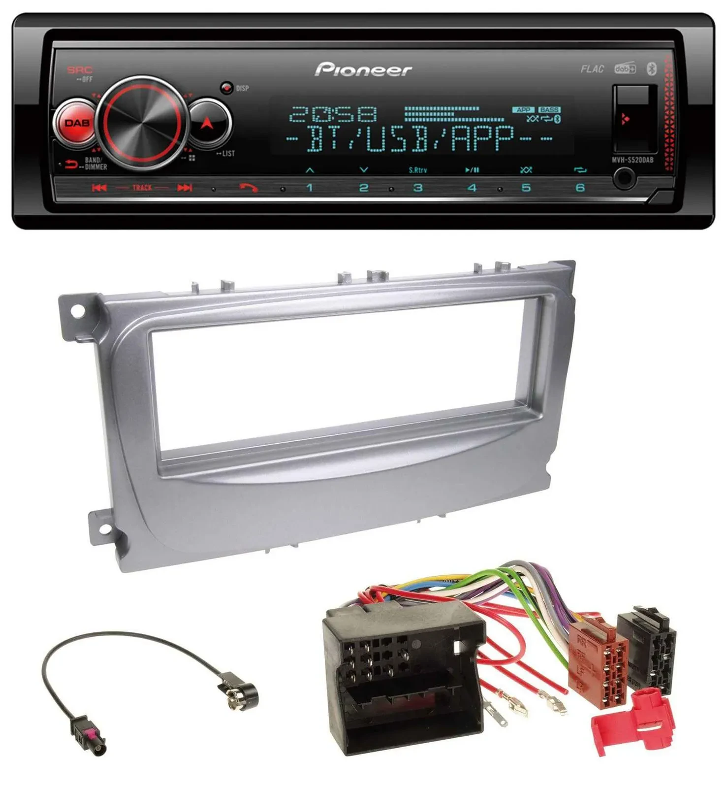 Pioneer Bluetooth USB MP3 DAB Autoradio für Ford S-Max Mondeo 07-14 silber