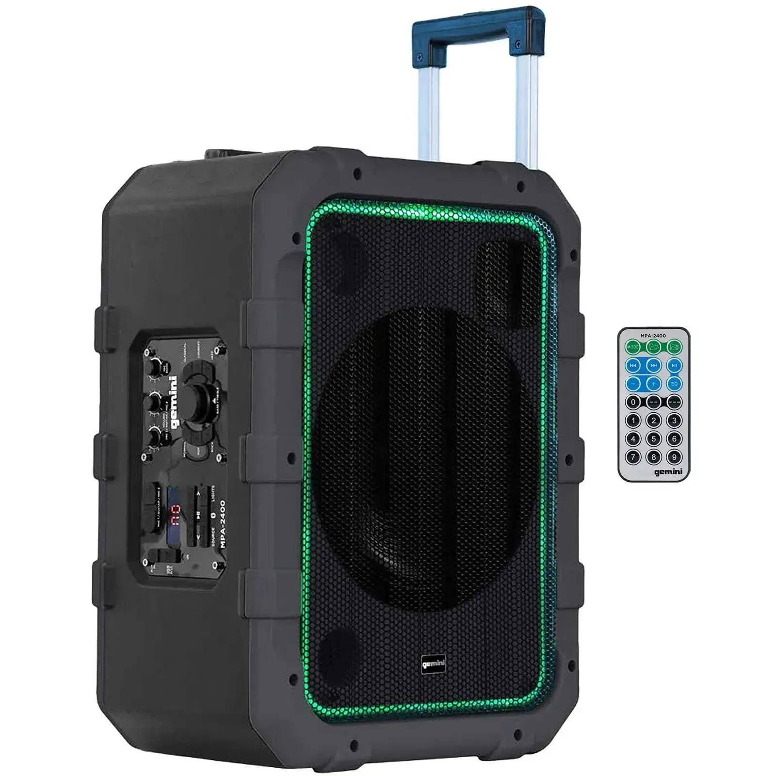 Акустическая система Gemini MPA-2400GRY 10" активная, портативная, Bluetooth, аккумуляторная, погодозащищённая, с тележкой, серый