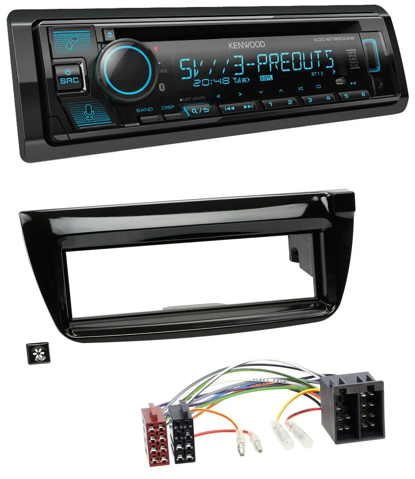 Автомагнитола Kenwood Bluetooth USB CD MP3 DAB для Opel Combo (с 2011) и Fiat Doblo (2012–2015)