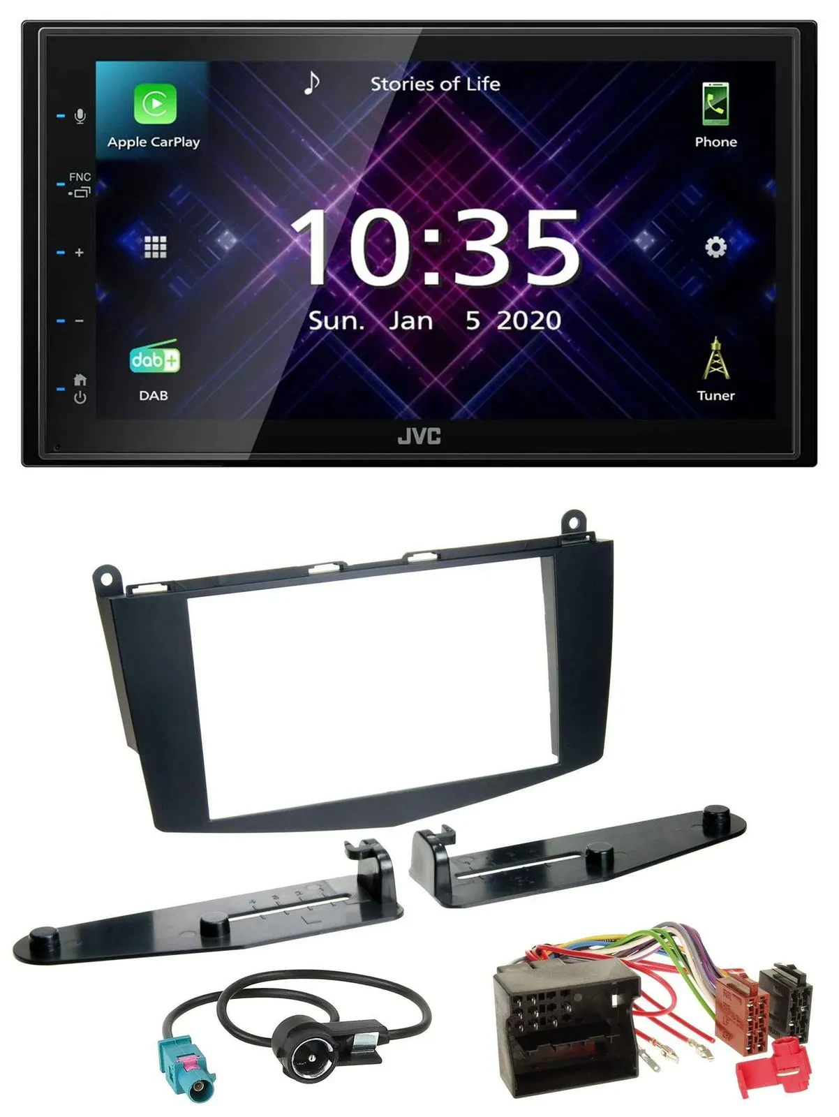 JVC DAB 2DIN MP3 Bluetooth USB Autoradio für Mercedes C-Klasse 07-11 ohne Tasten