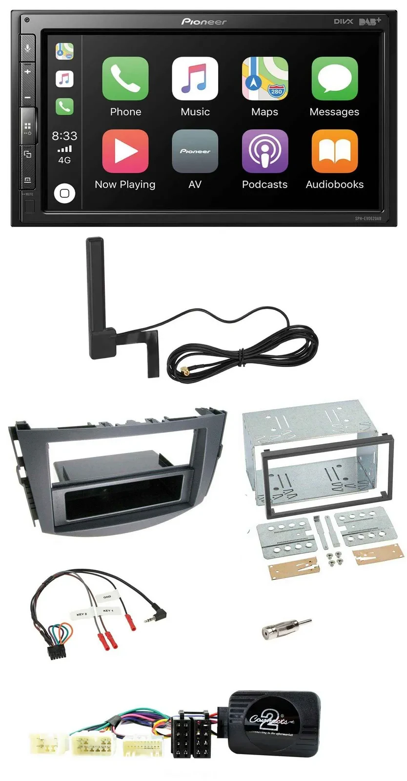 Автомагнитола Pioneer 2 DIN USB Bluetooth DAB для Toyota RAV4 (2006–2011)