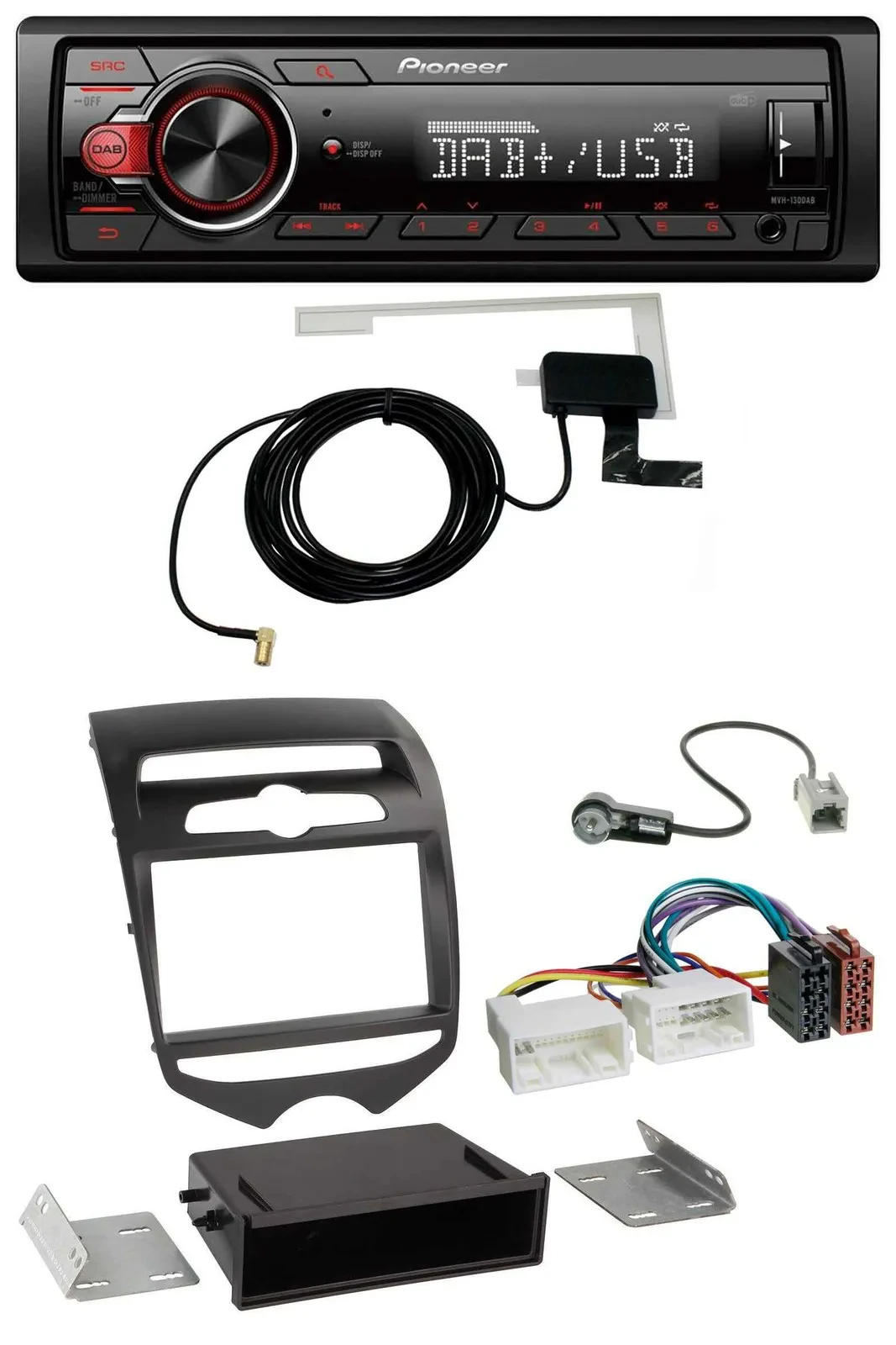 Автомагнитола Pioneer 1-DIN MP3, DAB, USB, AUX для Hyundai ix20 (с 2010), совместима с ручным климат-контролем