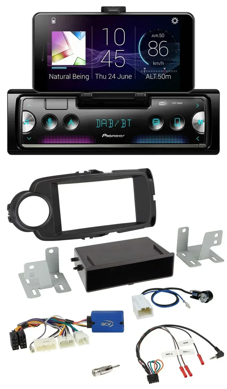 Автомагнитола для Toyota Yaris (с 2014) Pioneer USB, Bluetooth, DAB, черный