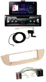 Pioneer DAB Bluetooth MP3 USB Autoradio für Fiat 500 ab 2007 perlgrau beige