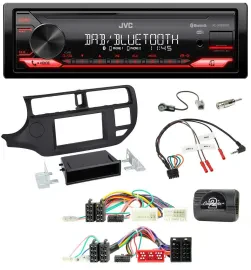 JVC Bluetooth USB DAB Lenkrad Autoradio für Kia Rio UB 2011-2015 schwarz