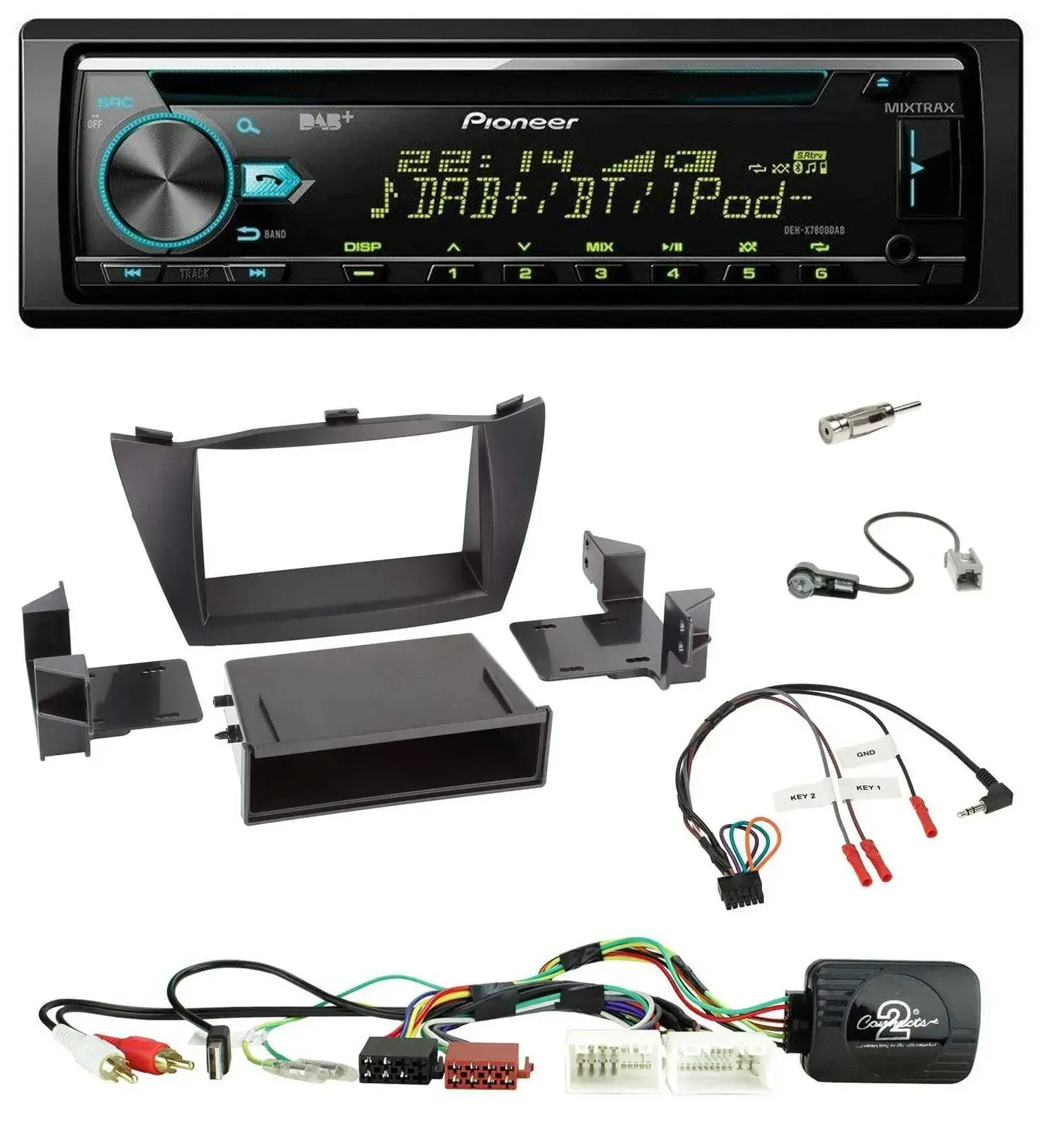 Автомагнитола для Hyundai Tucson (2010–2015) Pioneer DAB, CD, USB, Bluetooth, поддержка кнопок на руле