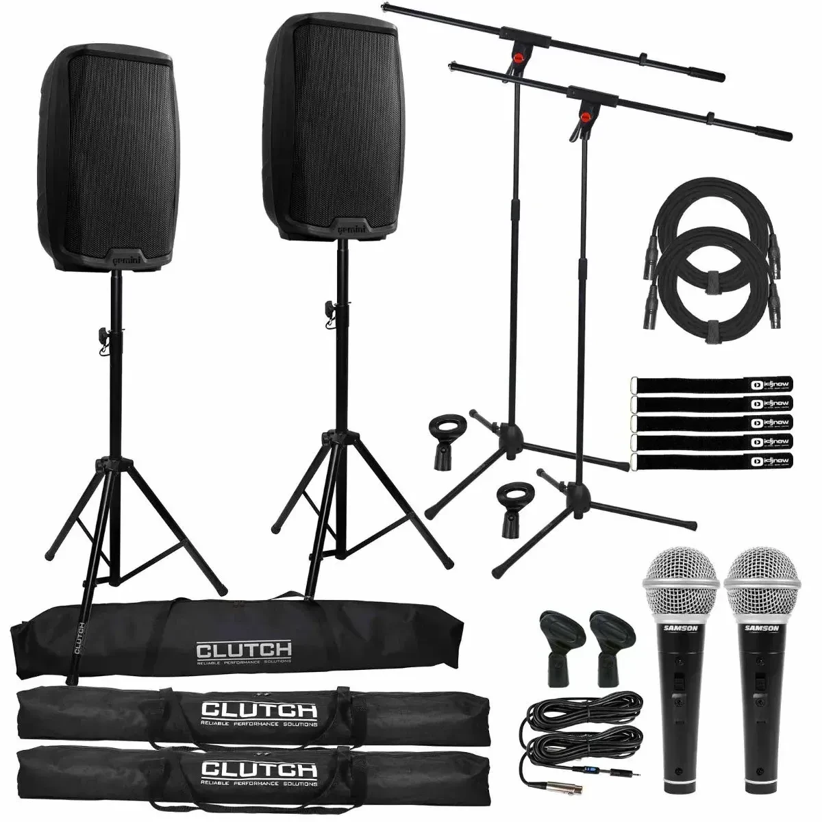 Активная акустическая система для PA/DJ Gemini AS-2110BT-MICPACK 10", черный, Bluetooth (набор, пара) со стойками и микрофонами