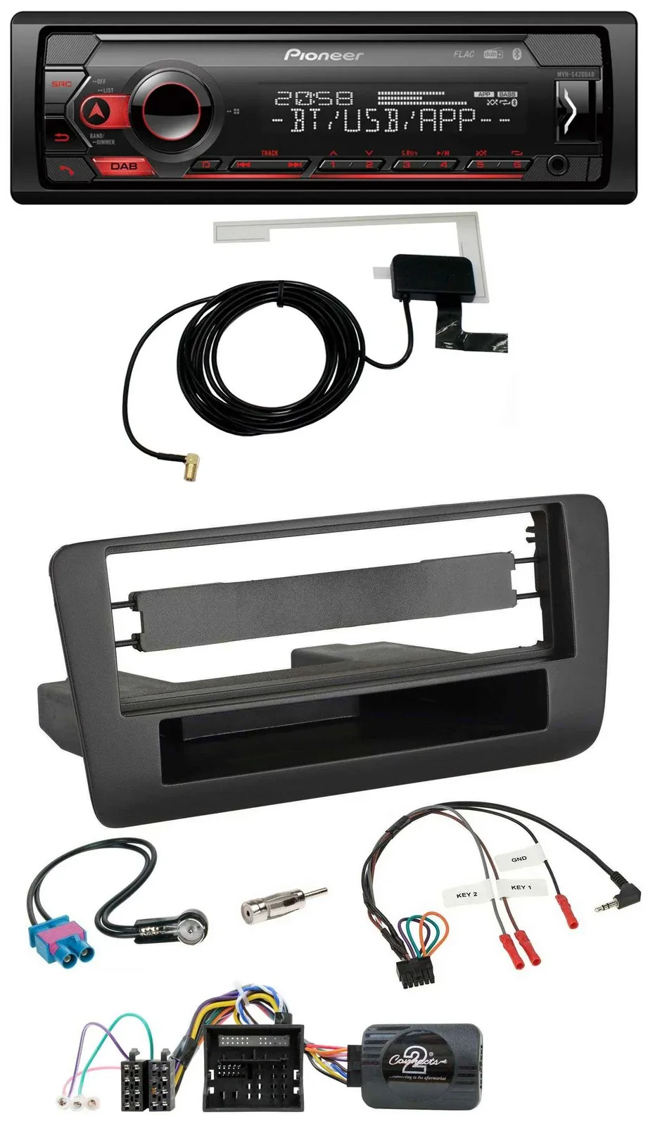Pioneer DAB USB Lenkrad Bluetooth Autoradio für Audi A1 (ab 2010)