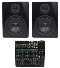 Mackie 1402VLZ4 14-ch. Analog Mixer w/ 6 ONYX Preamps+(2) 5.25" Studio Monitors