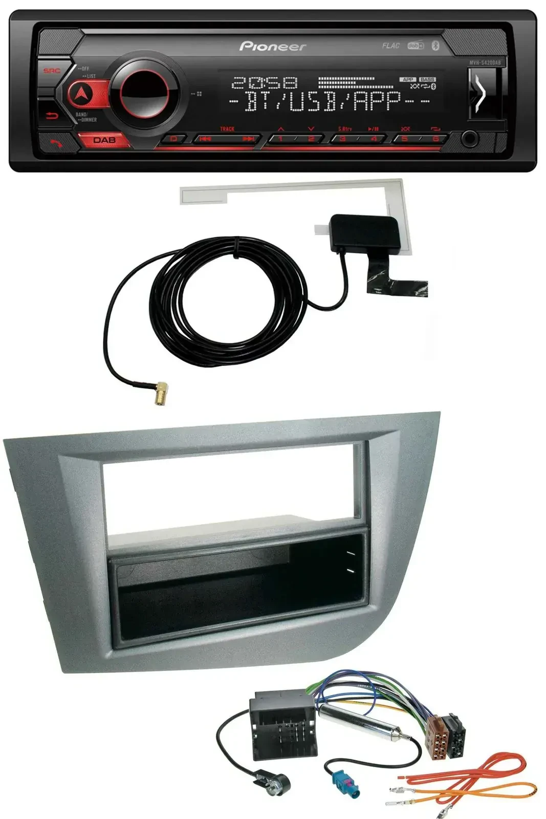 Автомагнитола Pioneer DAB USB MP3 Bluetooth для Seat Leon (с 2005) тёмно-серый металлик