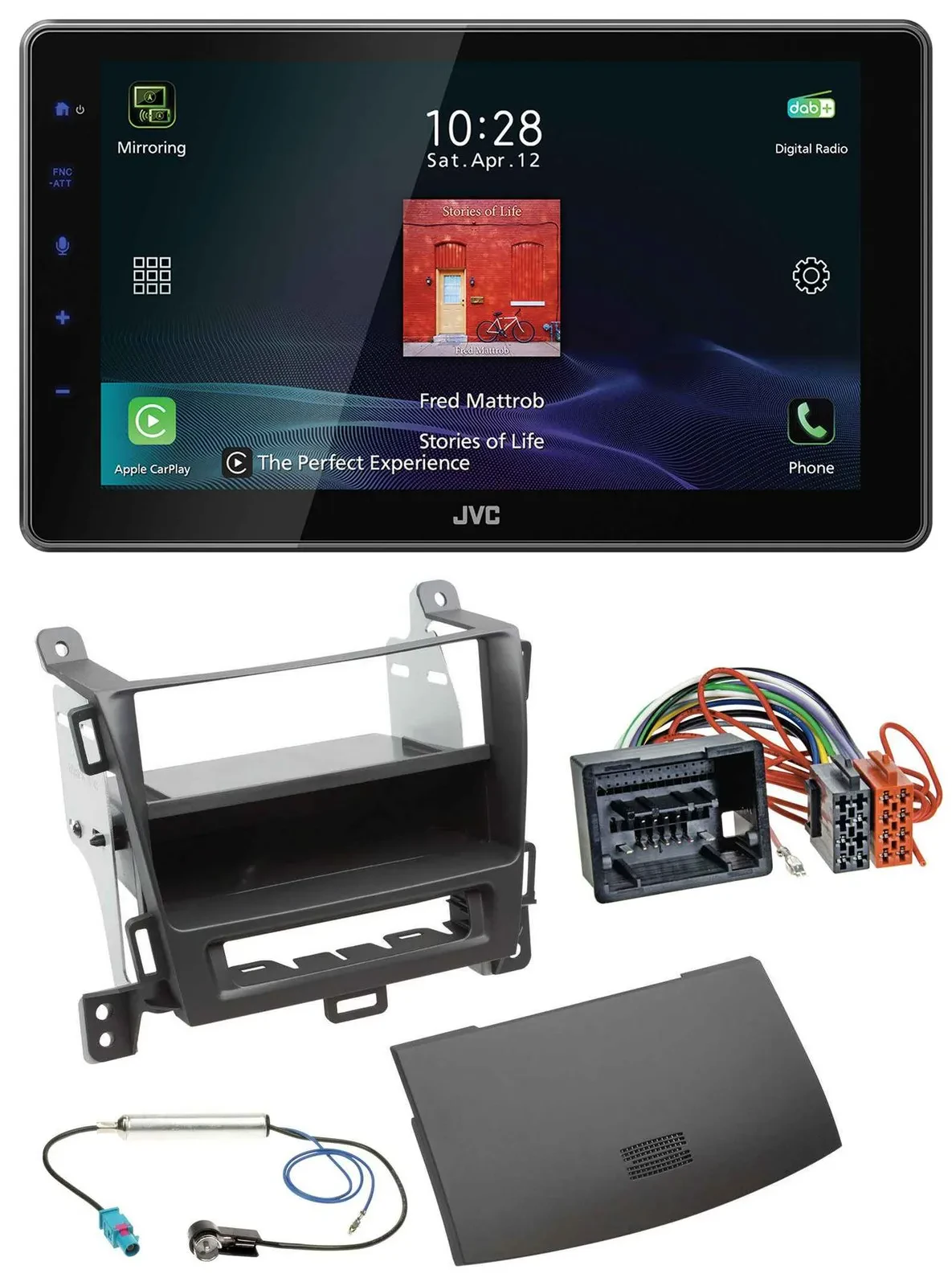 JVC DAB MP3 Bluetooth USB Autoradio für Opel Zafira Tourer ab 12 jet black