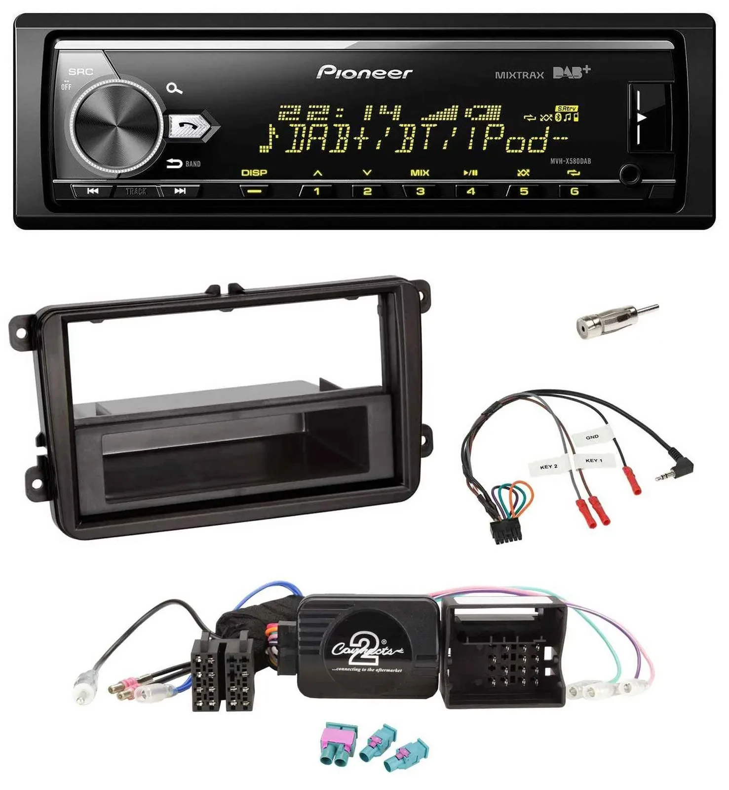 Pioneer Bluetooth USB DAB Lenkrad Autoradio für VW Passat Polo Scirocco Sharan T