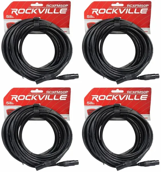 Микрофонный кабель Rockville RCXFM50P-B Black 15.25 м (4 штуки)