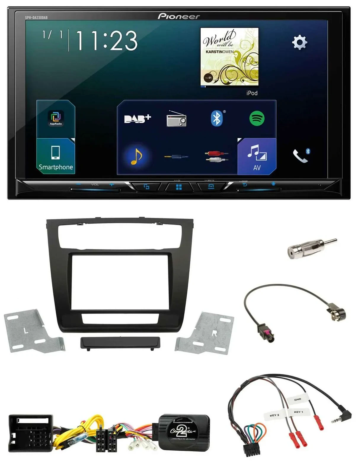 Pioneer Lenkrad Bluetooth USB 2DIN DAB Autoradio für BMW 1er aut. Klima E81/E82/