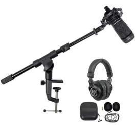 Микрофон конденсаторный студийный Audio-Technica AT2050 (набор) со стойкой и наушниками