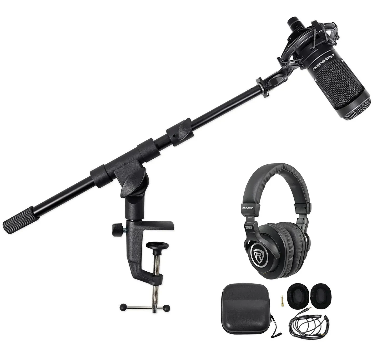 Микрофон конденсаторный студийный Audio-Technica AT2050 (набор) со стойкой и наушниками