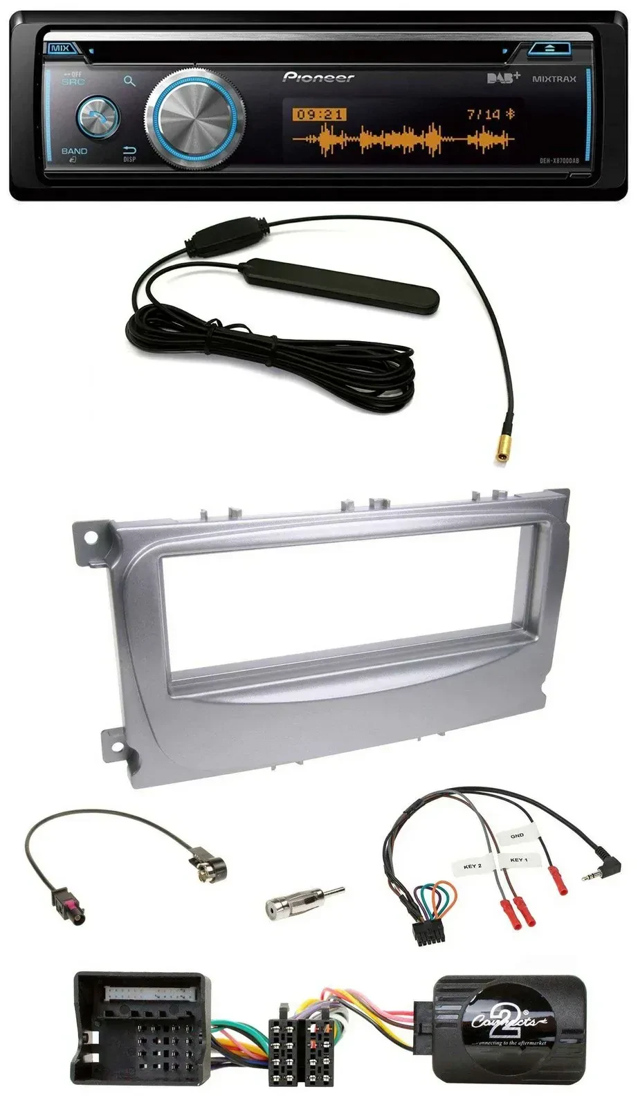 Автомагнитола Pioneer CD/USB/Bluetooth/DAB для Ford S-Max/Mondeo (2007–2014) с управлением с руля