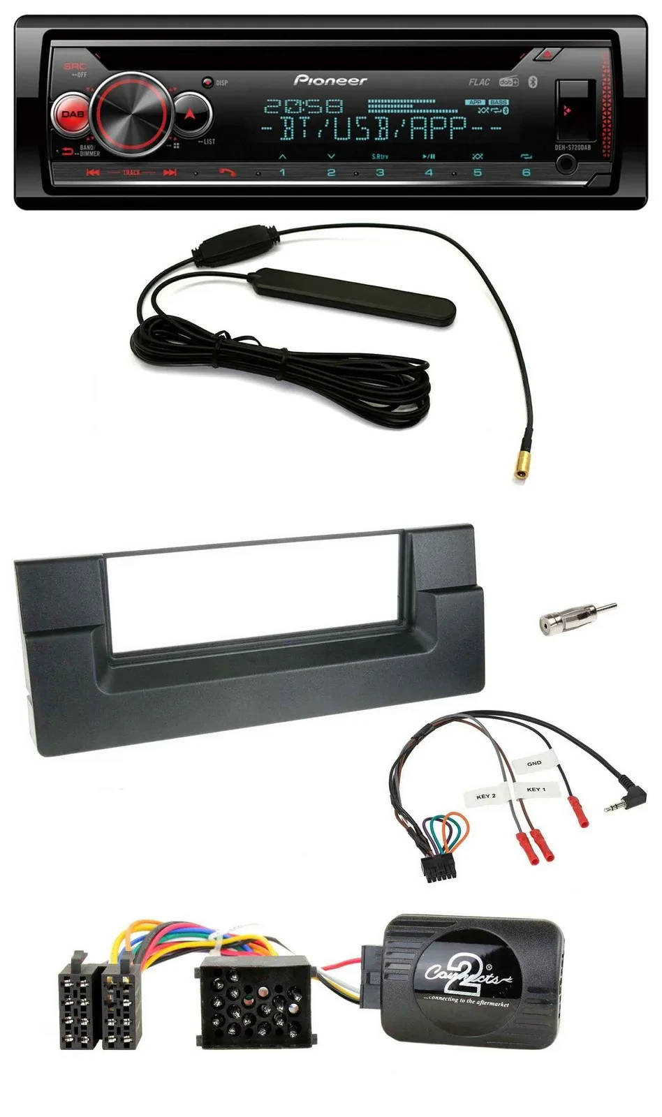 Автомагнитола Pioneer USB, Bluetooth, DAB, CD для BMW 5 Series E39 (1996–2004), поддержка управления на руле