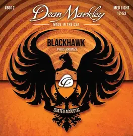 Комплект струн для акустической гитары Dean Markley Blackhawk Pure Bronze DM8012, 12-53