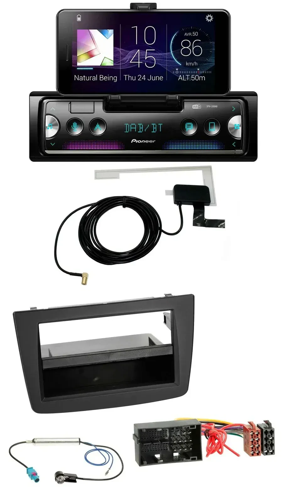 Автомагнитола для Alfa Romeo Mito 955 (с 2014) Pioneer DAB, Bluetooth, MP3, USB, черный