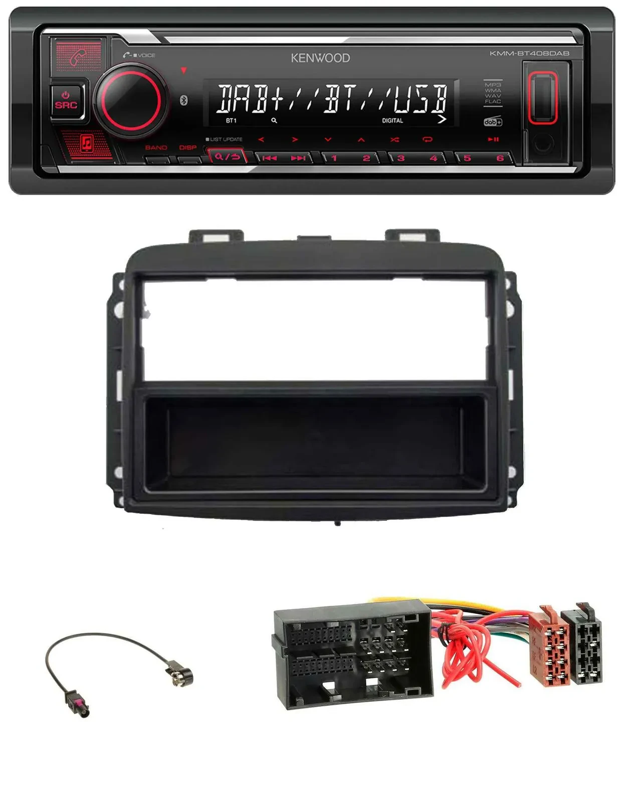 Kenwood MP3 Bluetooth USB DAB Autoradio für Fiat 500 L (ab 2012)