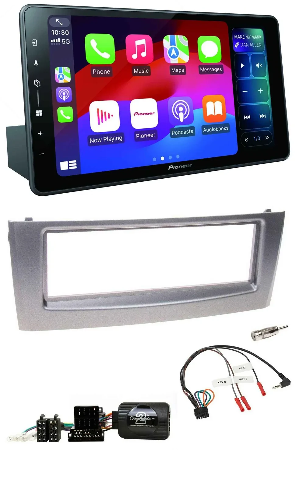 Pioneer Bluetooth DAB Lenkrad USB Autoradio für Fiat Grande Punto 2006-2010 grau