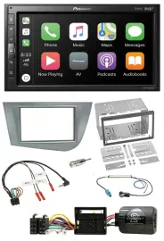 Pioneer USB Lenkrad DAB 2DIN Bluetooth Autoradio für Seat Leon 2005-2012 silber