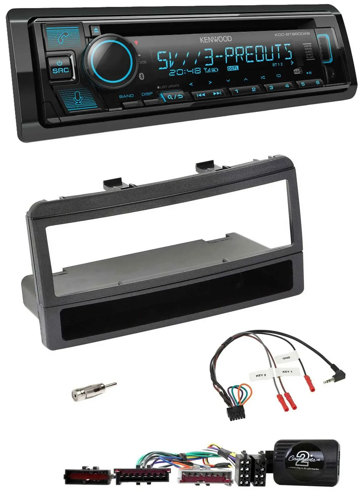 Kenwood Bluetooth USB CD Lenkrad DAB Autoradio für Ford Mondeo 00-02 schwarz Abl