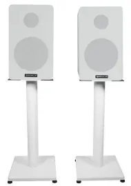 Pair Rockville RockShelf 58W White 5.25" Home Bookshelf Speakers w/21" Stands